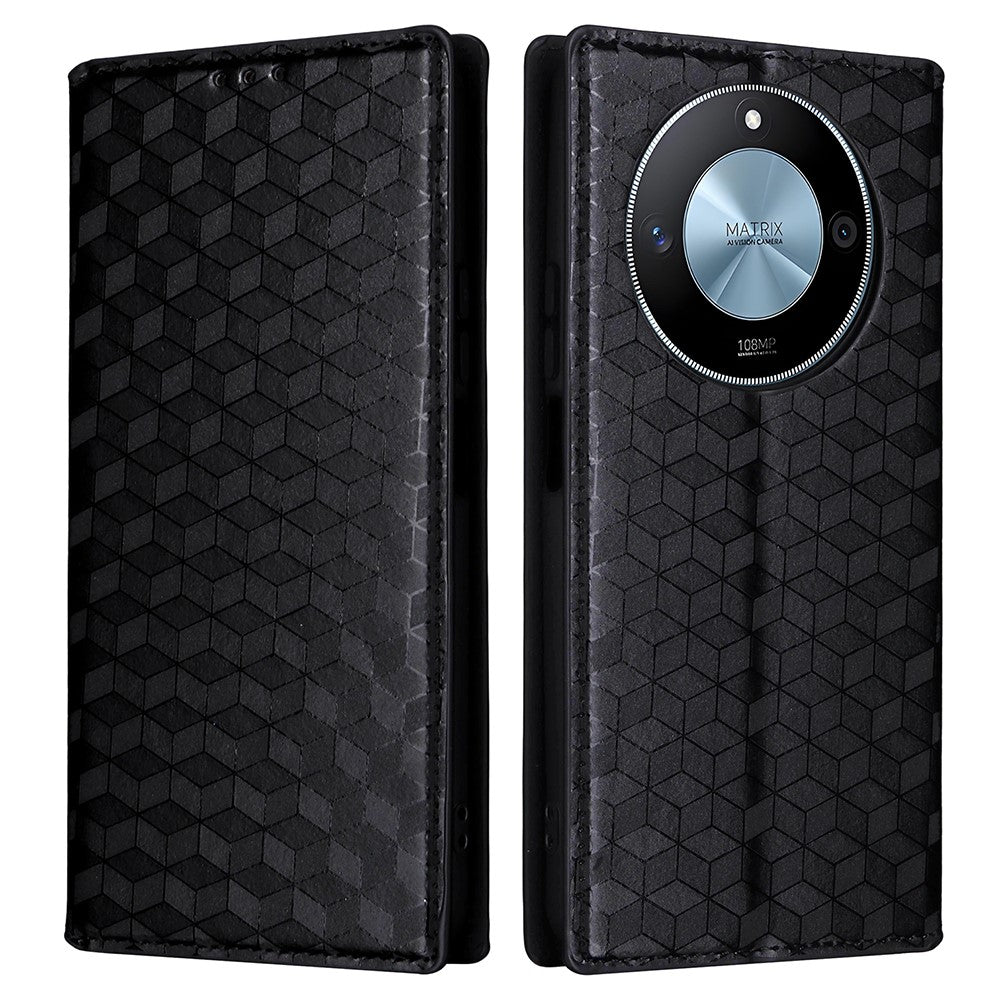 For Honor X9c Smart 5G / X60 5G Wallet Case Rhombus Imprinted Leather Phone Cover