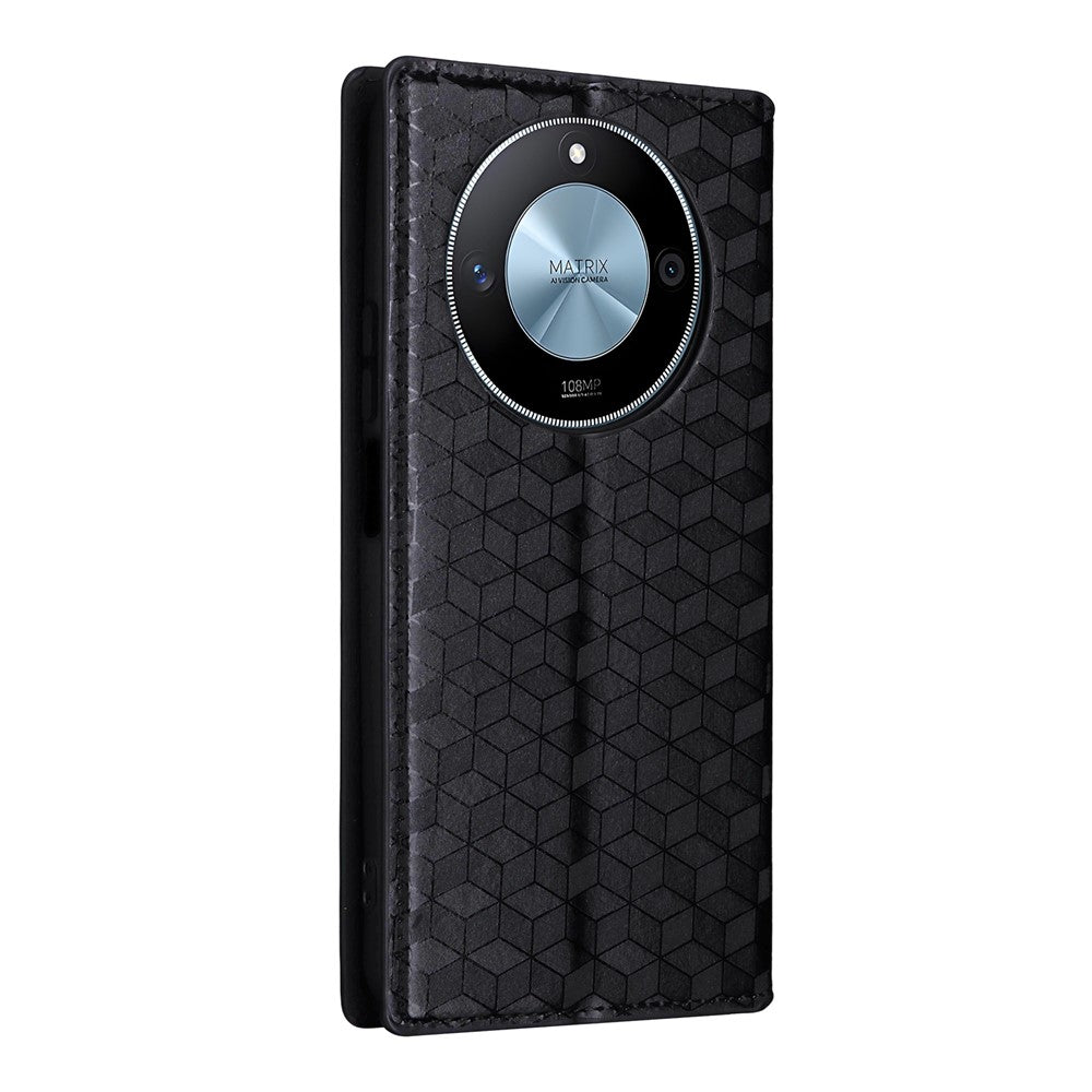 For Honor X9c Smart 5G / X60 5G Wallet Case Rhombus Imprinted Leather Phone Cover
