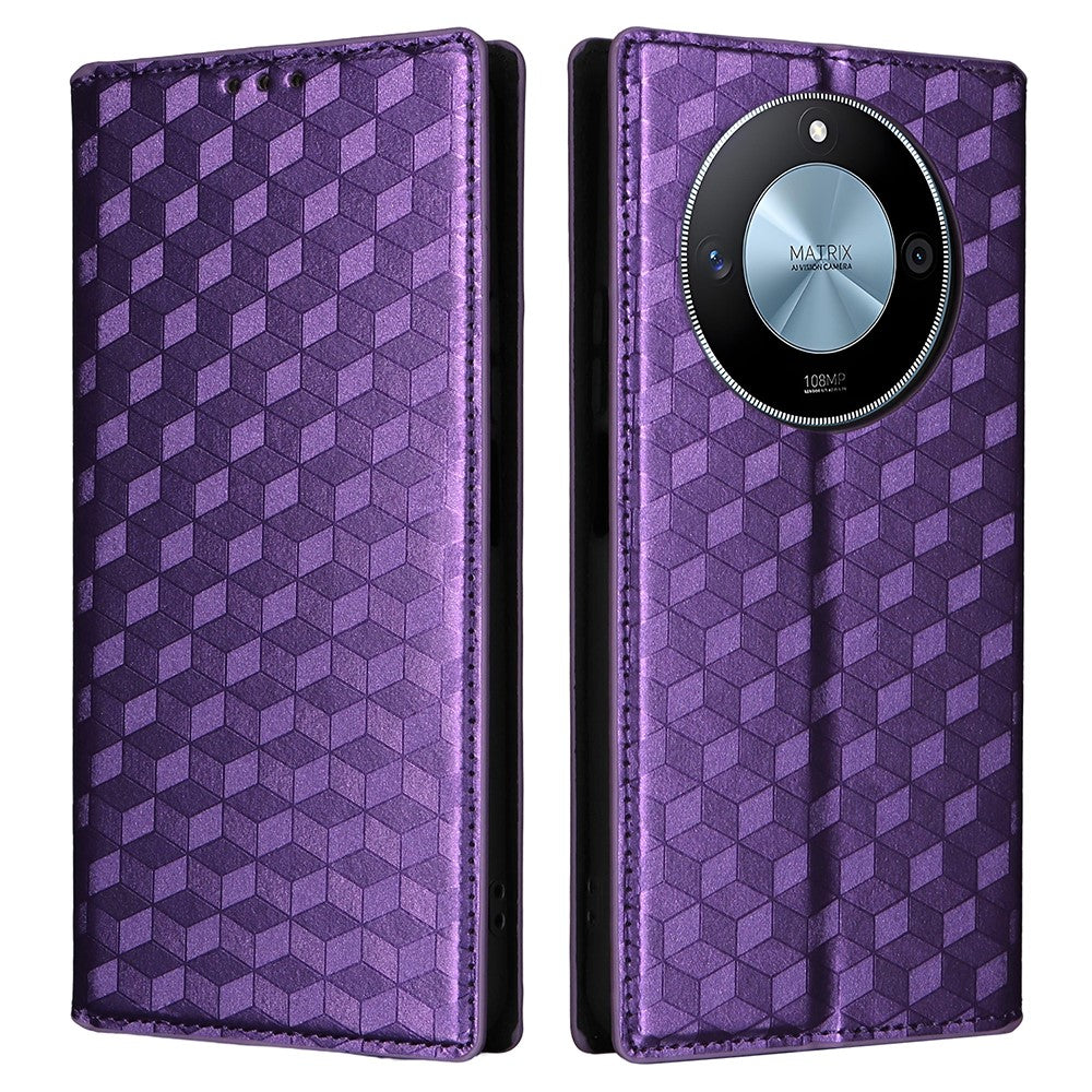 For Honor X9c Smart 5G / X60 5G Wallet Case Rhombus Imprinted Leather Phone Cover