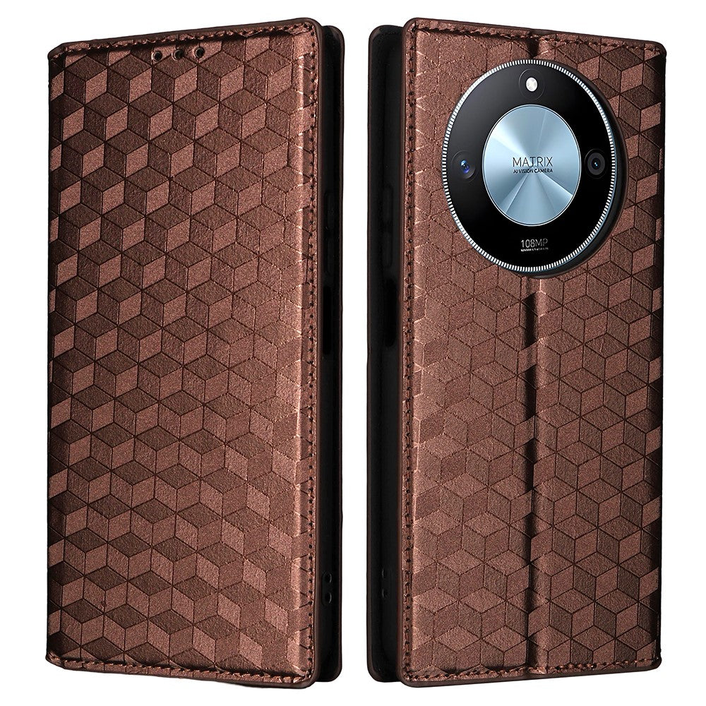 For Honor X9c Smart 5G / X60 5G Wallet Case Rhombus Imprinted Leather Phone Cover