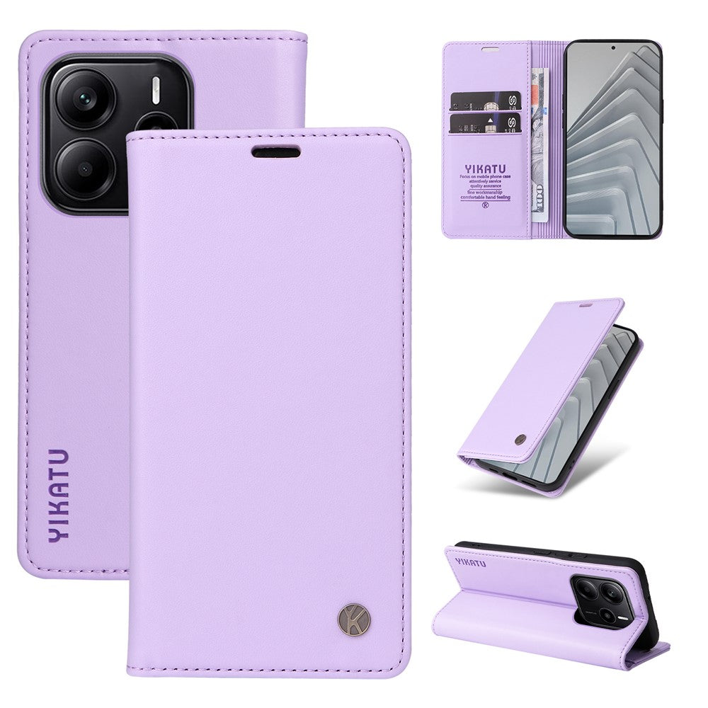 YIKATU For Xiaomi Redmi Note 14 4G (163.25mm) Phone Cases  Magnetic Closure PU Leather Mobile Cover