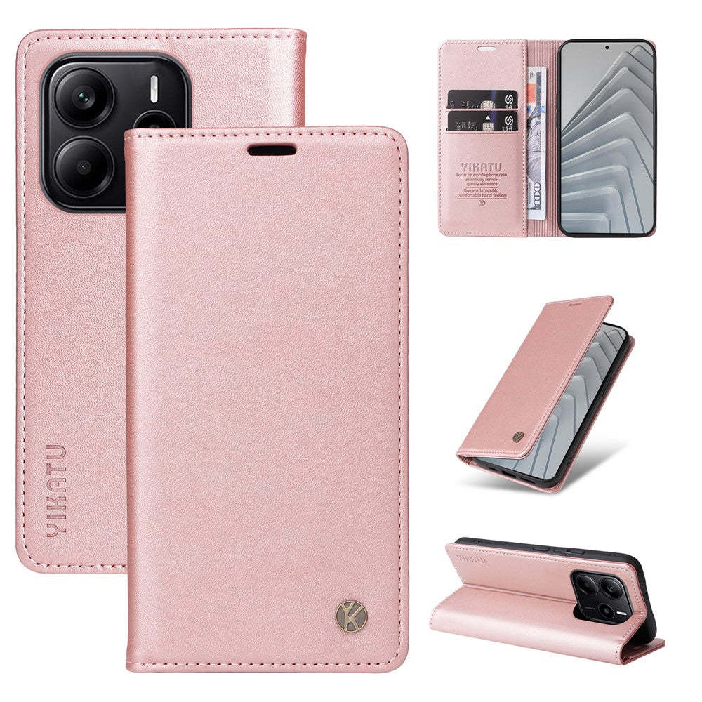 YIKATU For Xiaomi Redmi Note 14 4G (163.25mm) Phone Cases  Magnetic Closure PU Leather Mobile Cover