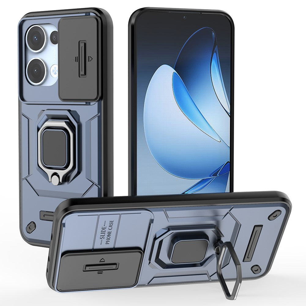 For Oppo Reno13 5G (Global) Case PC + TPU Kickstand Phone Protector with Lens Cover