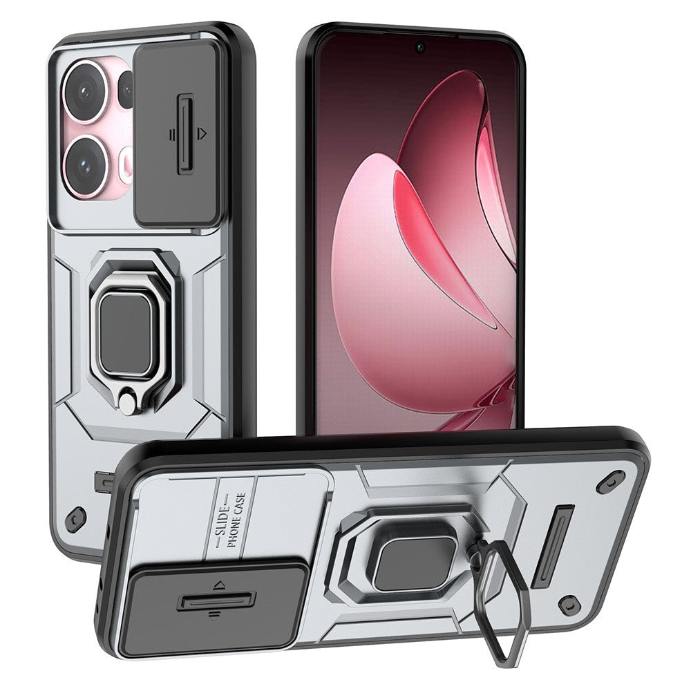 For Oppo Reno13 Pro 5G Case PC + TPU Kickstand Phone Protector with Lens Cover