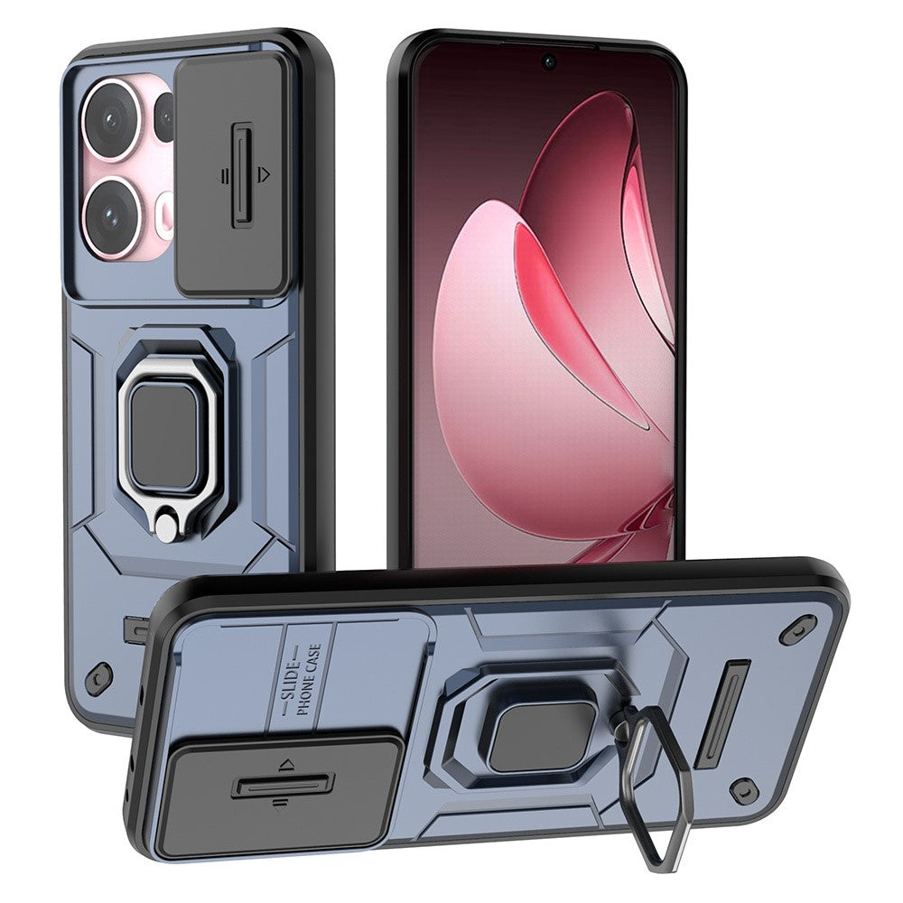 For Oppo Reno13 Pro 5G Case PC + TPU Kickstand Phone Protector with Lens Cover