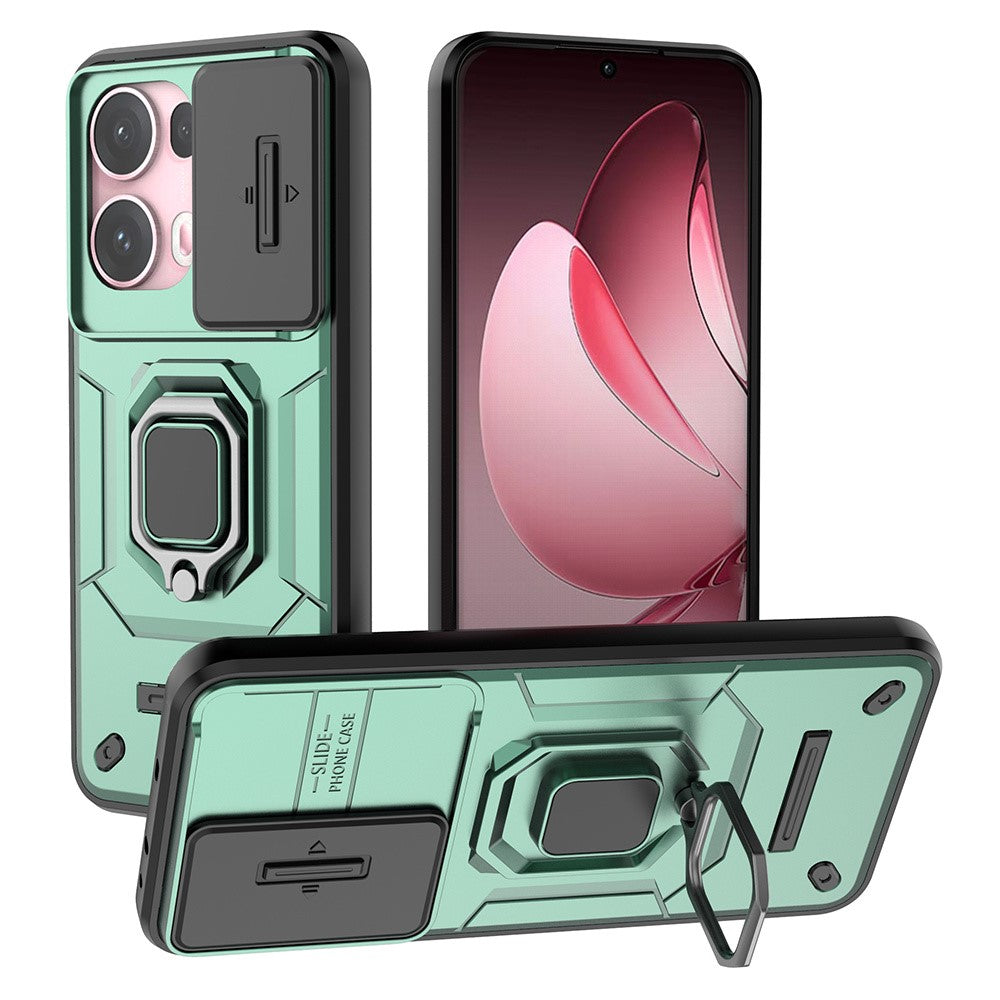 For Oppo Reno13 Pro 5G Case PC + TPU Kickstand Phone Protector with Lens Cover