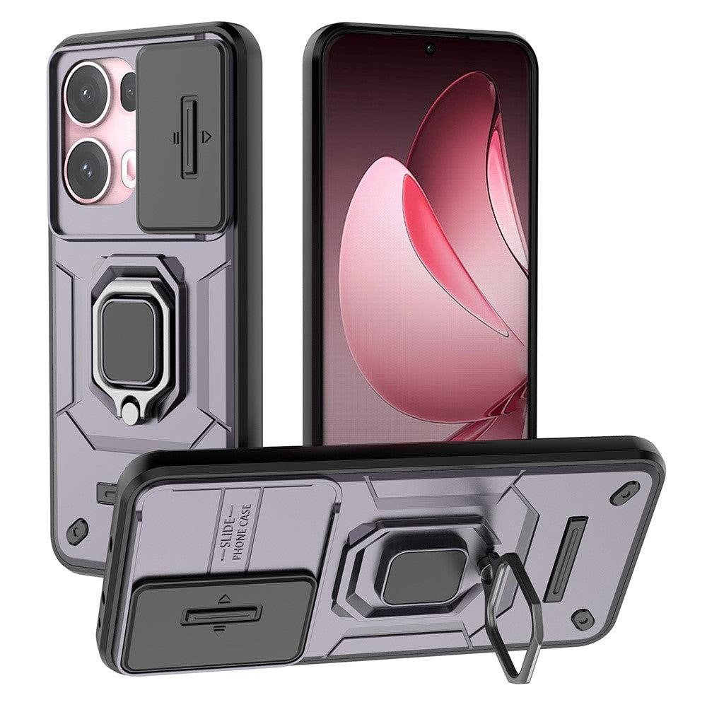 For Oppo Reno13 Pro 5G Case PC + TPU Kickstand Phone Protector with Lens Cover