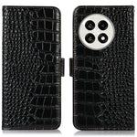 Genuine Cow Leather Phone Case for OnePlus Ace 5 Pro 5G / Ace 5 5G / 13R 5G Crocodile Texture Phone Wallet Cover