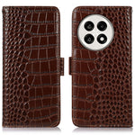 Genuine Cow Leather Phone Case for OnePlus Ace 5 Pro 5G / Ace 5 5G / 13R 5G Crocodile Texture Phone Wallet Cover