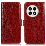 Genuine Cow Leather Phone Case for OnePlus Ace 5 Pro 5G / Ace 5 5G / 13R 5G Crocodile Texture Phone Wallet Cover
