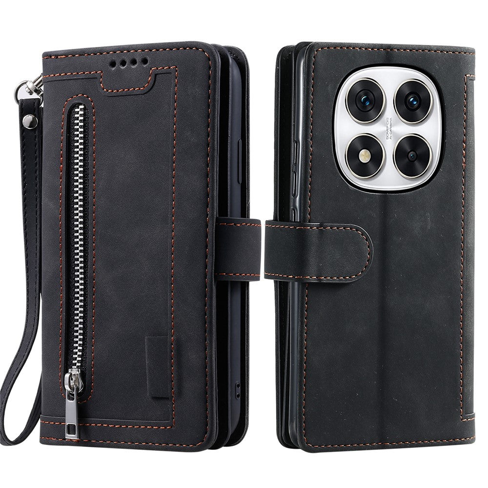 Phone Case for Xiaomi Redmi Note 14 Pro+ 5G / 14 Pro 5G / Poco X7 5G Leather Cover with Zipper Wallet 9 Card Slots