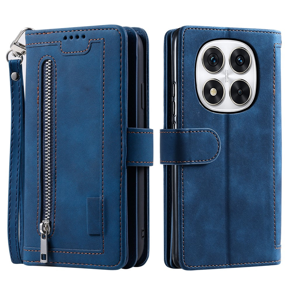 Phone Case for Xiaomi Redmi Note 14 Pro+ 5G / 14 Pro 5G / Poco X7 5G Leather Cover with Zipper Wallet 9 Card Slots