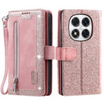 Phone Case for Xiaomi Redmi Note 14 Pro+ 5G / 14 Pro 5G / Poco X7 5G Leather Cover with Zipper Wallet 9 Card Slots