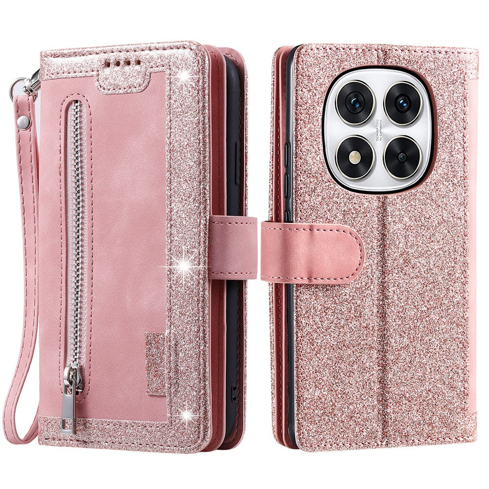 Phone Case for Xiaomi Redmi Note 14 Pro+ 5G / 14 Pro 5G / Poco X7 5G Leather Cover with Zipper Wallet 9 Card Slots