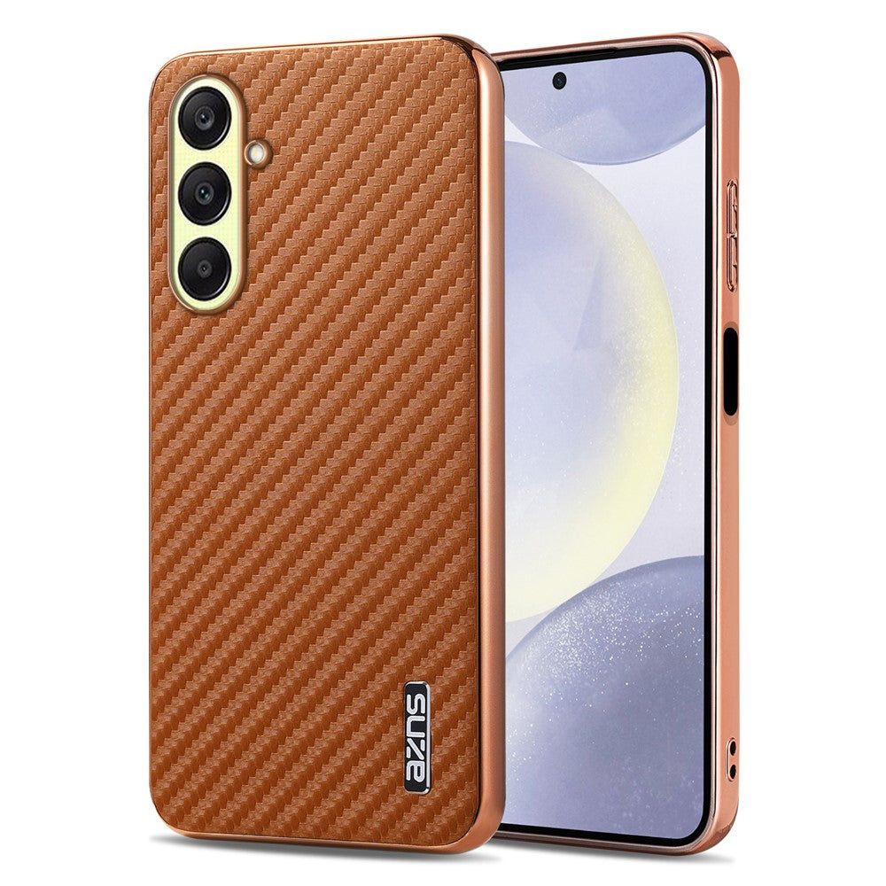 AZNS For Samsung Galaxy A56 5G Case Electroplating Carbon Fiber Texture PU + TPU Phone Cover