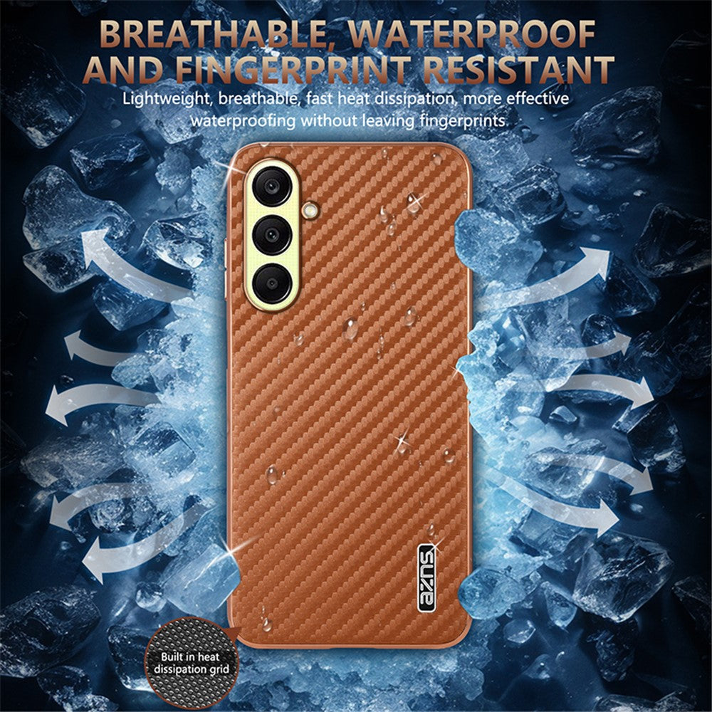 AZNS For Samsung Galaxy A56 5G Case Electroplating Carbon Fiber Texture PU + TPU Phone Cover