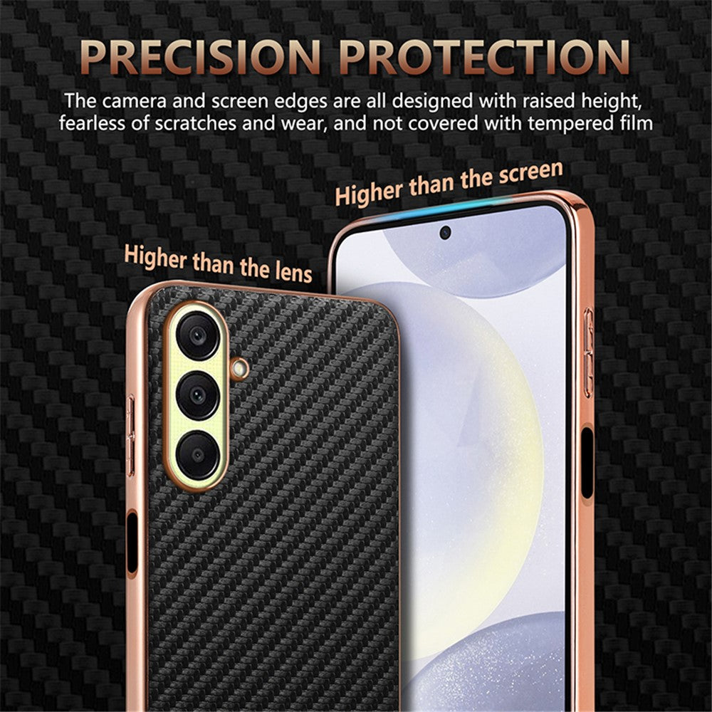 AZNS For Samsung Galaxy A56 5G Case Electroplating Carbon Fiber Texture PU + TPU Phone Cover