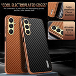 AZNS For Samsung Galaxy A56 5G Case Electroplating Carbon Fiber Texture PU + TPU Phone Cover