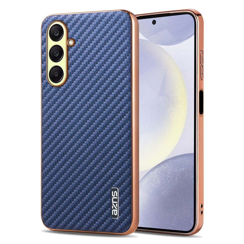 AZNS For Samsung Galaxy A56 5G Case Electroplating Carbon Fiber Texture PU + TPU Phone Cover