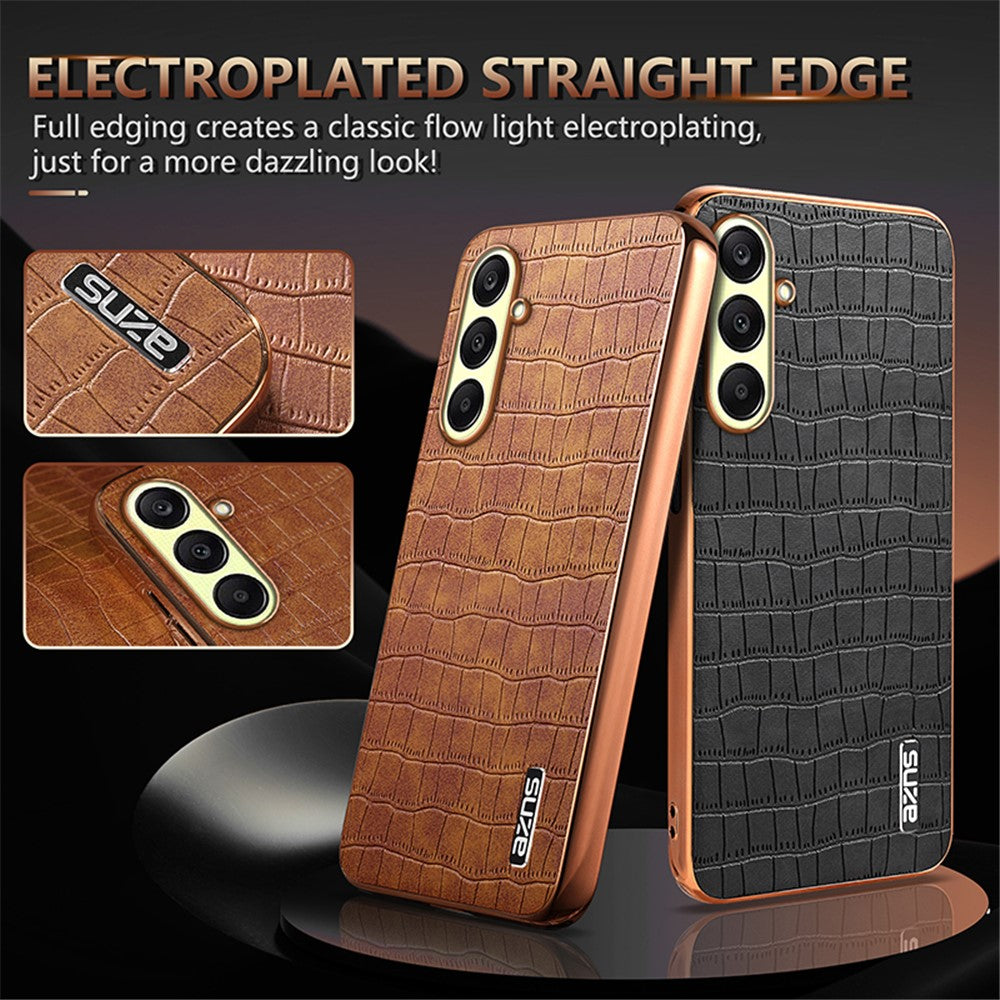 AZNS For Samsung Galaxy A56 5G Case Electroplating Crocodile Texture PU + TPU Phone Cover