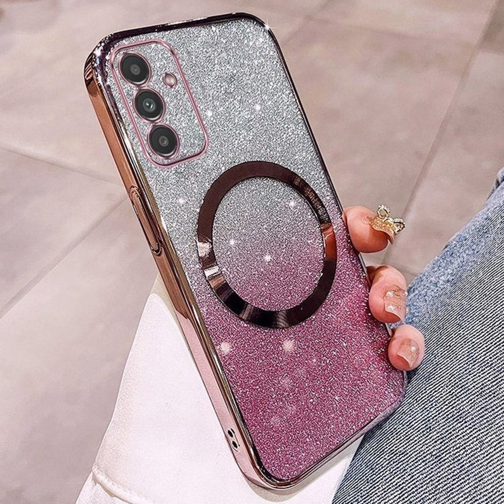 For Samsung Galaxy A25 5G (Global) (161mm) Magnetic Case Electroplated Gradient Glitter TPU Phone Cover