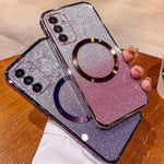 For Samsung Galaxy A25 5G (Global) (161mm) Magnetic Case Electroplated Gradient Glitter TPU Phone Cover