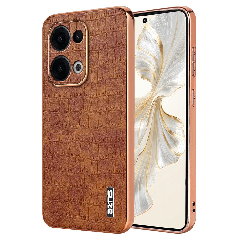 AZNS För Oppo Reno13 5G (Global) Skal Elektroplätering Krokodilstruktur PU + TPU mobilskal