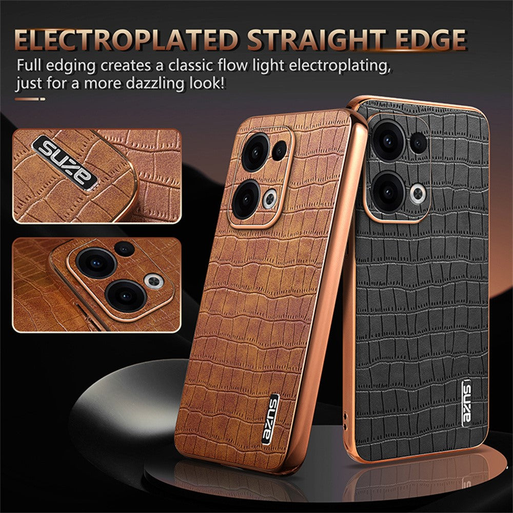AZNS For Oppo Reno13 5G (Global) Case Electroplating Crocodile Texture PU + TPU Phone Cover