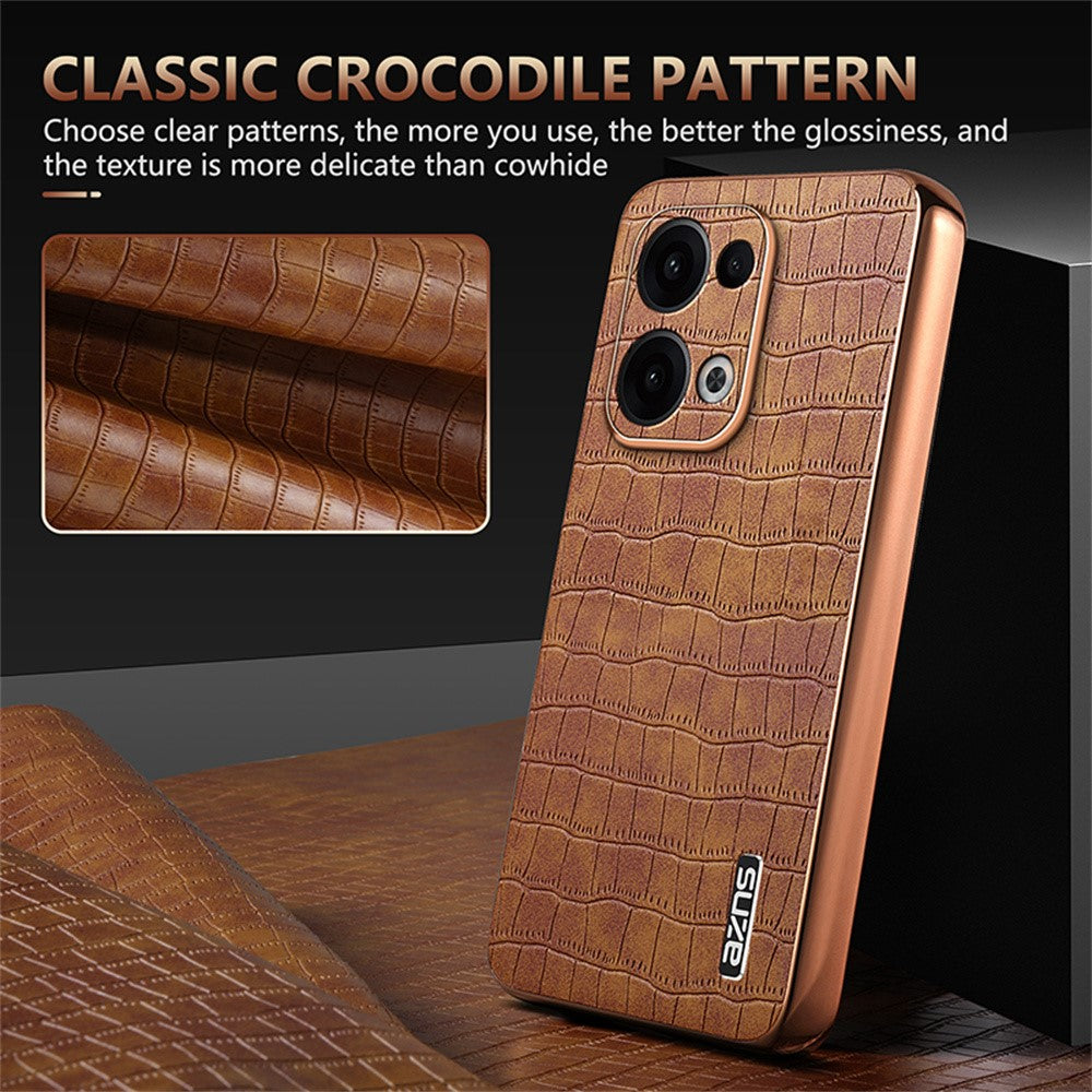 AZNS For Oppo Reno13 5G (Global) Case Electroplating Crocodile Texture PU + TPU Phone Cover