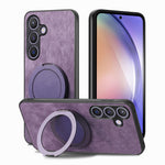 For Samsung Galaxy S24 / Galaxy S25 Phone Case with Rotating Kickstand Stress Relief Retro Leather Back Cover