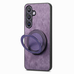 For Samsung Galaxy S24 / Galaxy S25 Phone Case with Rotating Kickstand Stress Relief Retro Leather Back Cover