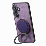 For Samsung Galaxy S24 / Galaxy S25 Phone Case with Rotating Kickstand Stress Relief Retro Leather Back Cover