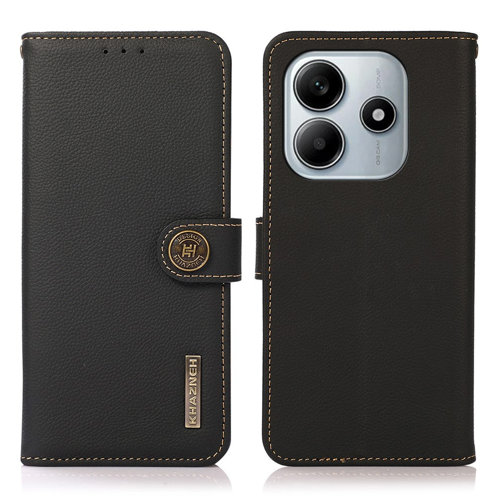 KHAZNEH Wallet Case for Xiaomi Redmi Note 14 5G Genuine Cow Leather Phone Cover