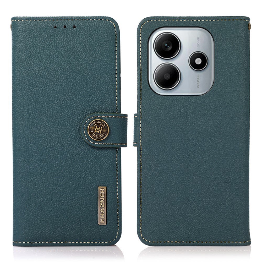 KHAZNEH Wallet Case for Xiaomi Redmi Note 14 5G Genuine Cow Leather Phone Cover