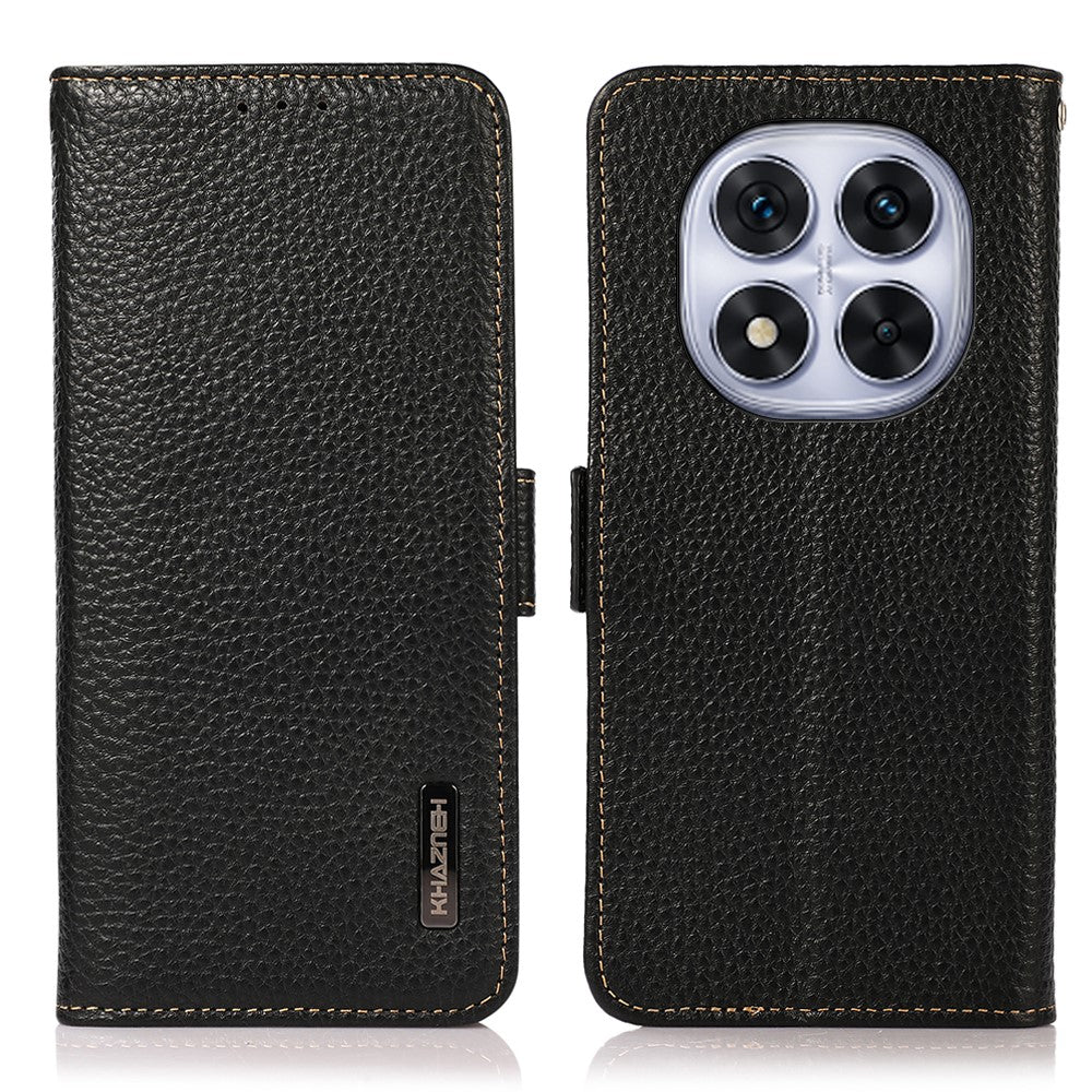 KHAZNEH Phone Case for Xiaomi Redmi Note 14 Pro 5G / Poco X7 5G Genuine Cow Leather Cover RFID Blocking