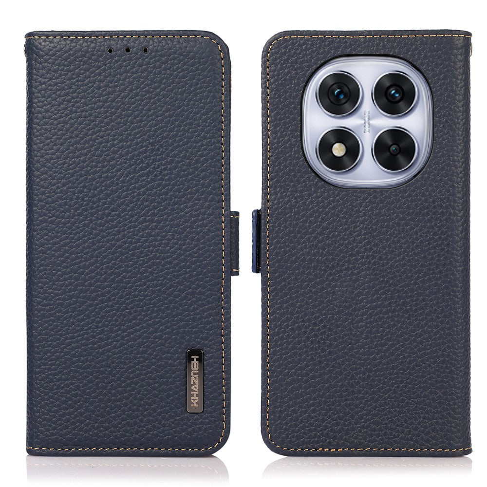 KHAZNEH Phone Case for Xiaomi Redmi Note 14 Pro 5G / Poco X7 5G Genuine Cow Leather Cover RFID Blocking