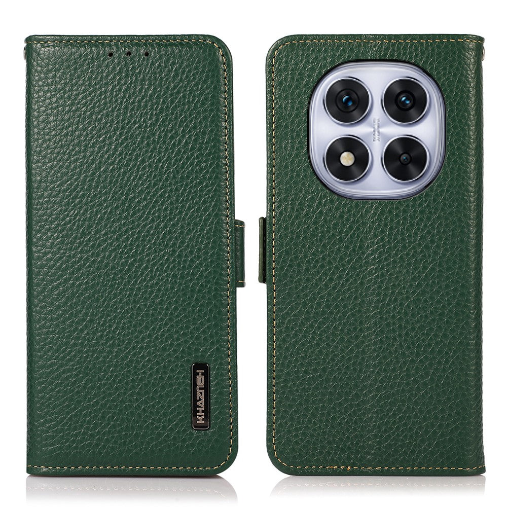 KHAZNEH Phone Case for Xiaomi Redmi Note 14 Pro 5G / Poco X7 5G Genuine Cow Leather Cover RFID Blocking