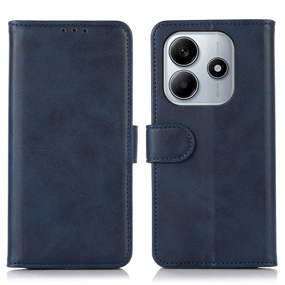 For Xiaomi Redmi Note 14 5G Case Cowhide Texture Leather Wallet Phone Cover with Stand