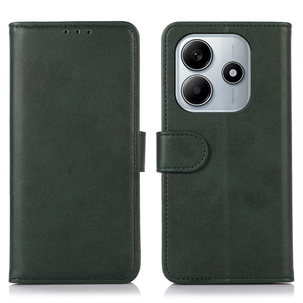For Xiaomi Redmi Note 14 5G Case Cowhide Texture Leather Wallet Phone Cover with Stand