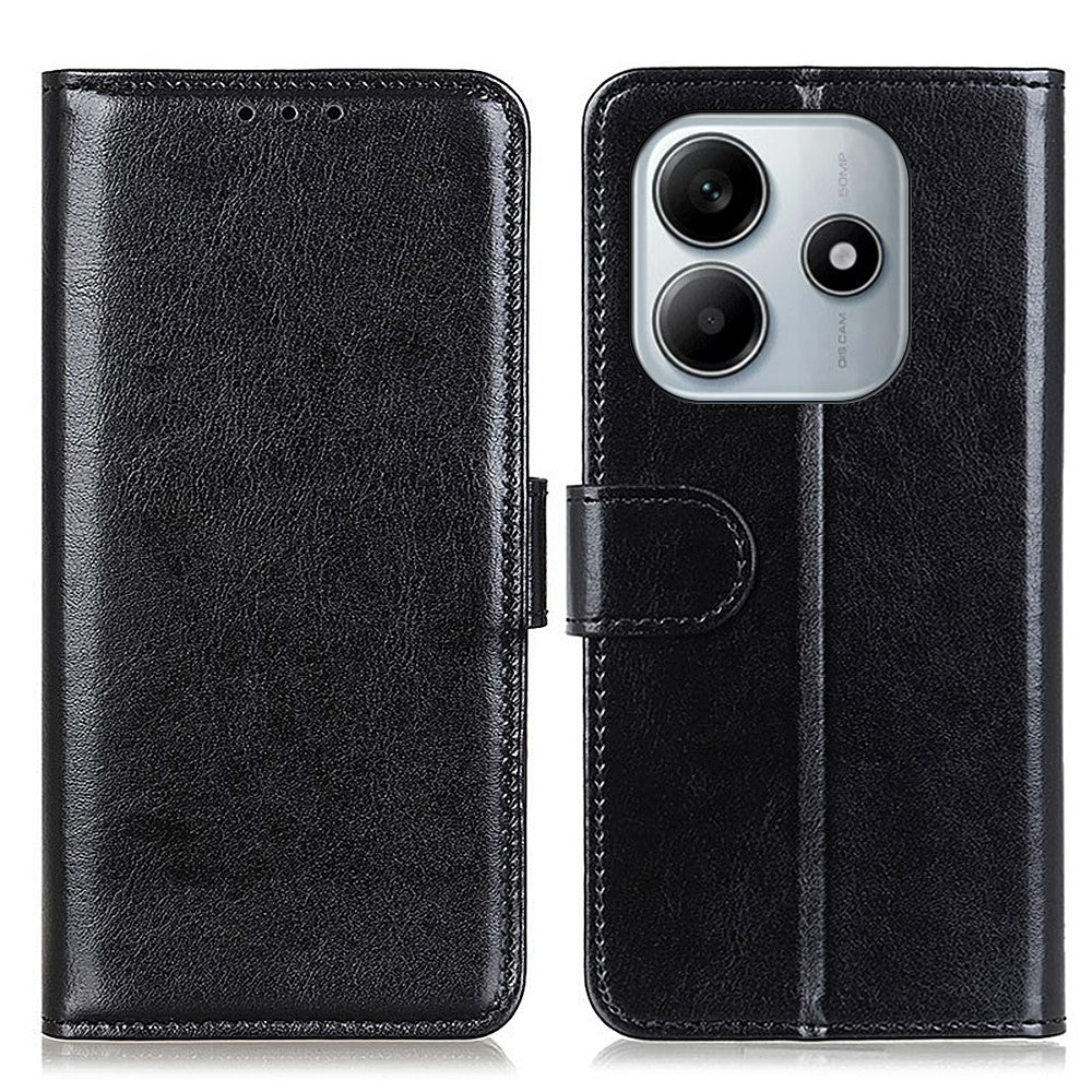 For Xiaomi Redmi Note 14 5G Case Crazy Horse Texture PU Leather Phone Stand Cover