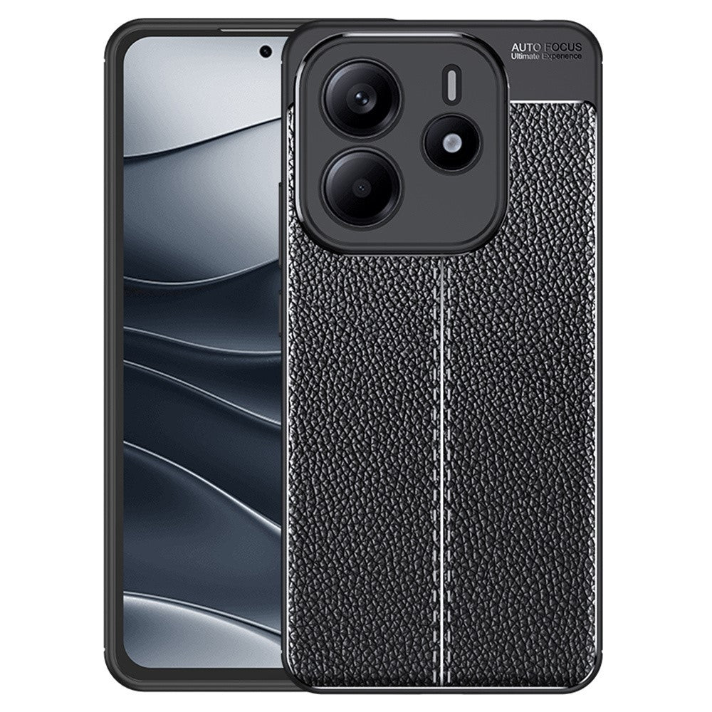 For Xiaomi Redmi Note 14 4G (163.25mm) Case Litchi Texture TPU Flexible Phone Cover, Black