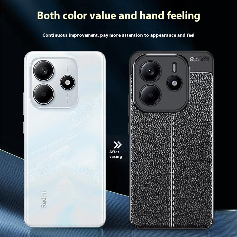 For Xiaomi Redmi Note 14 4G (163.25mm) Case Litchi Texture TPU Flexible Phone Cover, Black