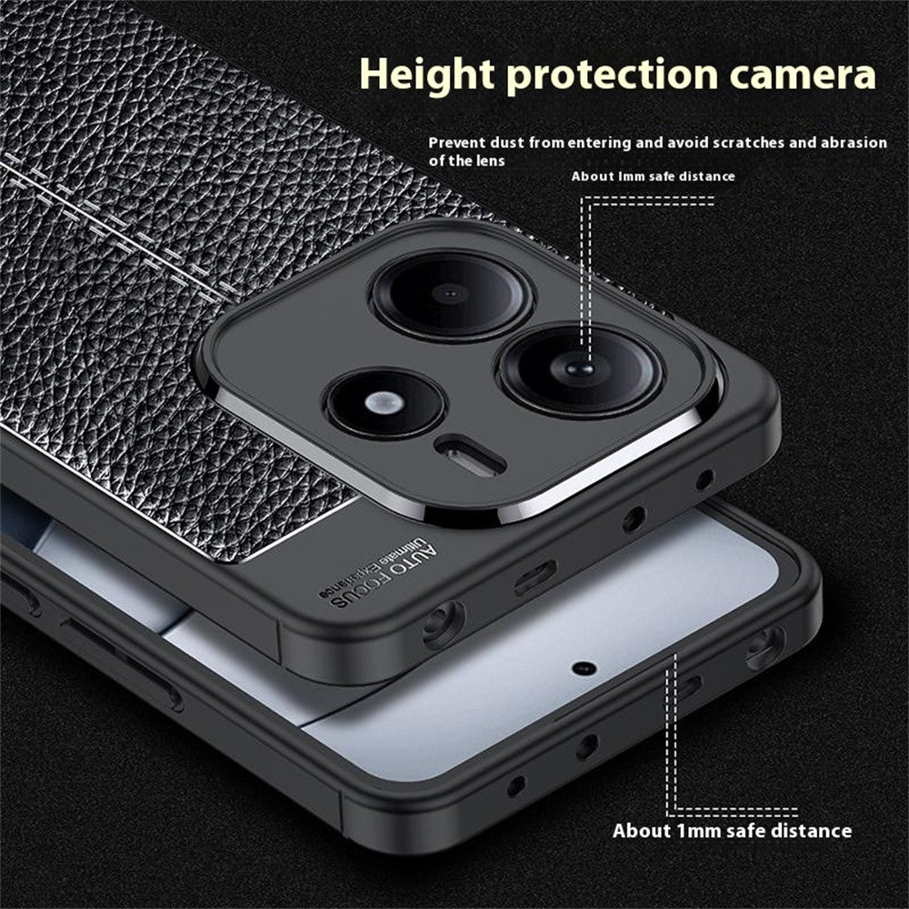 For Xiaomi Redmi Note 14 4G (163.25mm) Case Litchi Texture TPU Flexible Phone Cover, Black