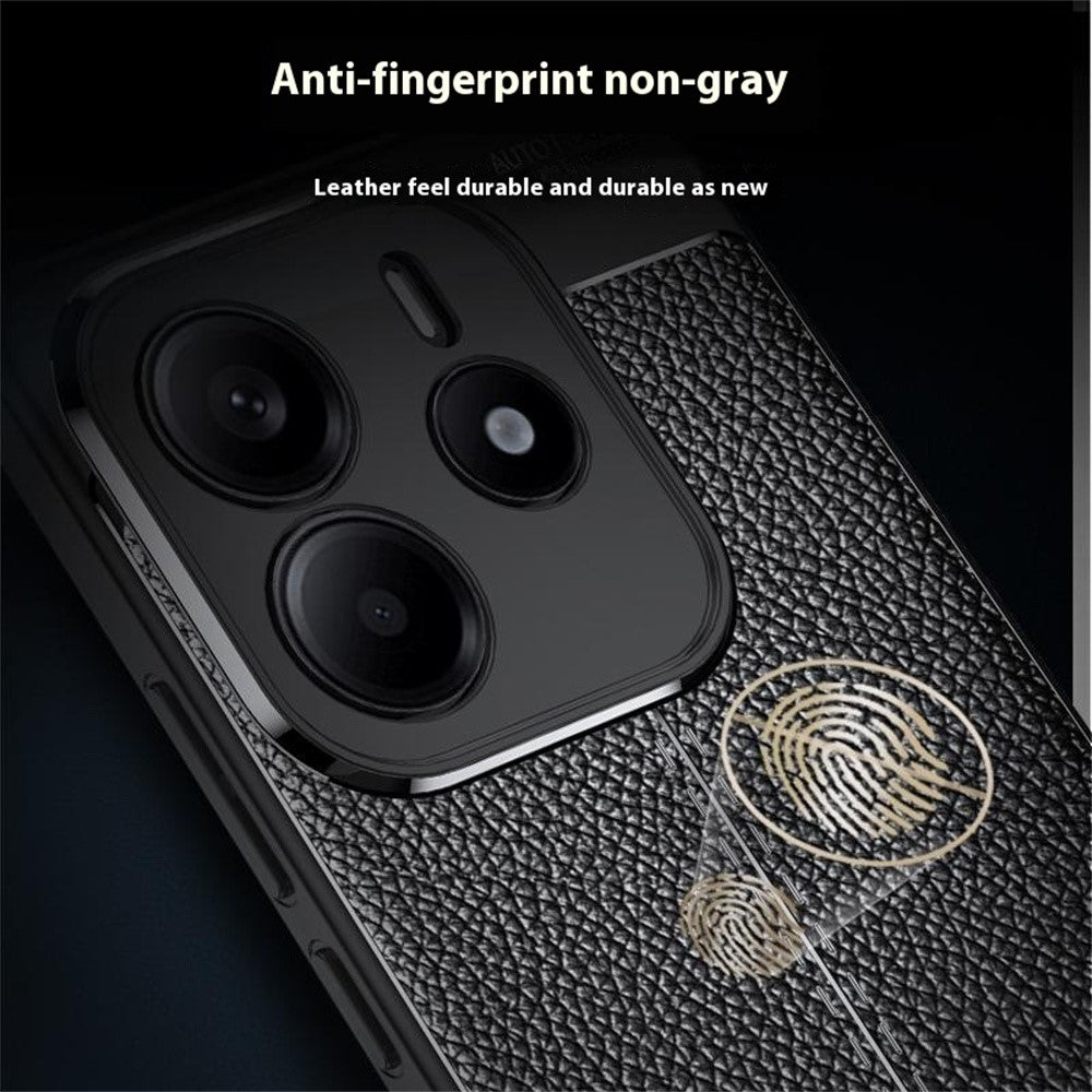 For Xiaomi Redmi Note 14 4G (163.25mm) Case Litchi Texture TPU Flexible Phone Cover, Black