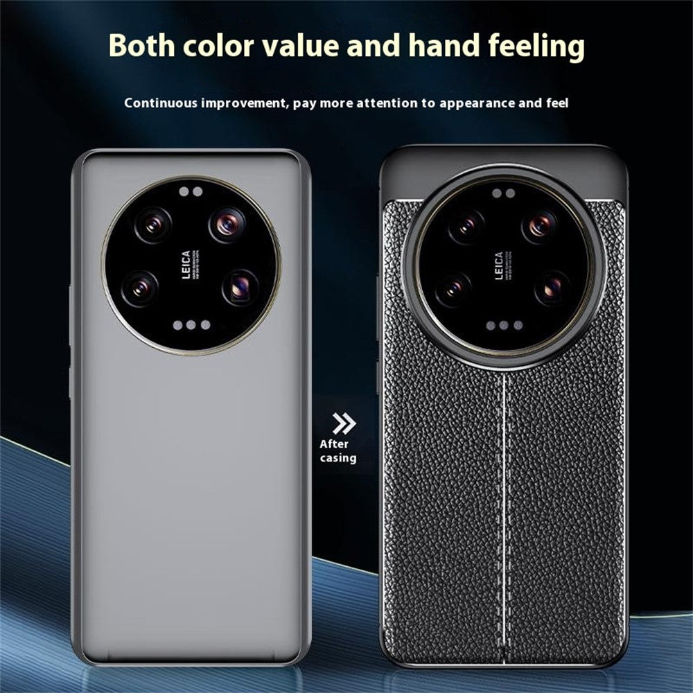 For Xiaomi 15 Ultra Case Litchi Texture TPU Flexible Phone Cover, Black