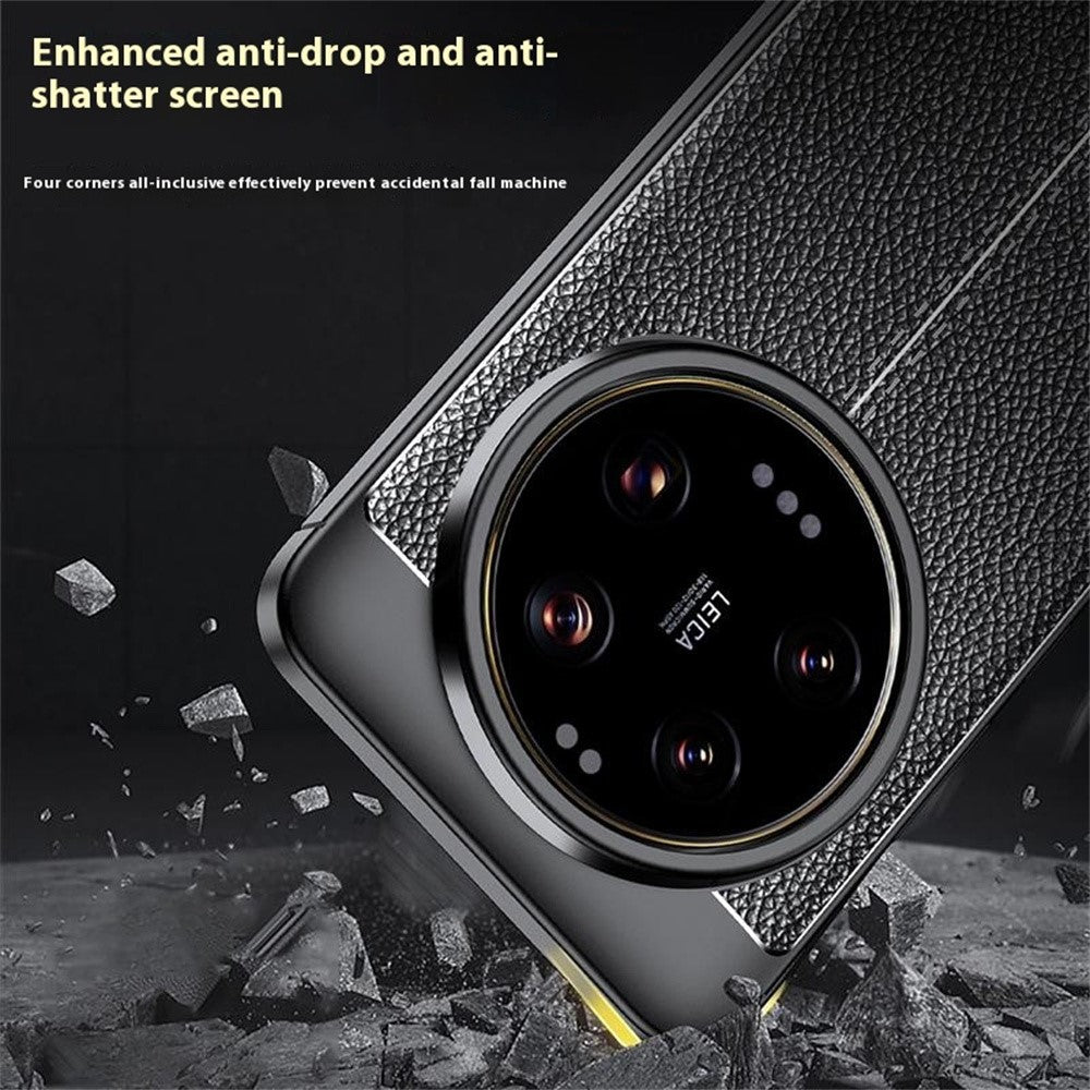 For Xiaomi 15 Ultra Case Litchi Texture TPU Flexible Phone Cover, Black
