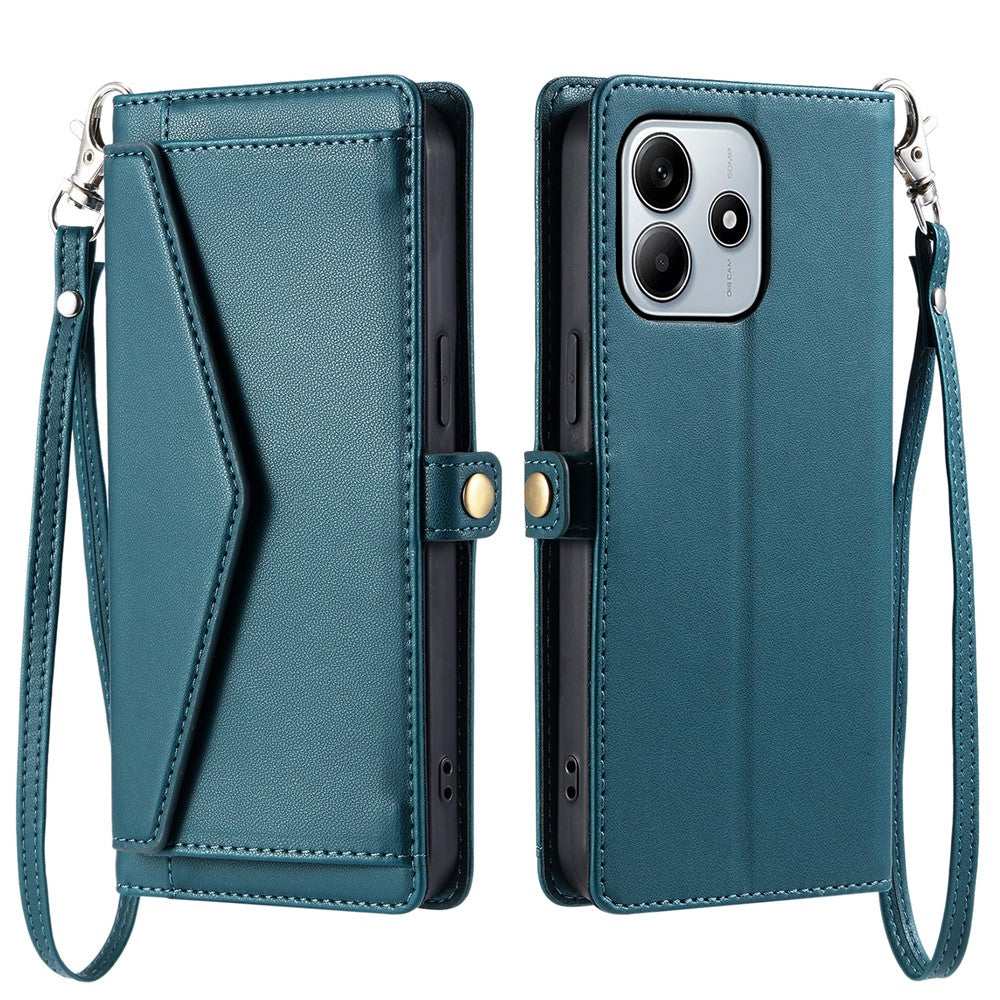Leather Case for Xiaomi Redmi Note 14 4G (163.25mm) Wallet Stand Phone Cover with Straps