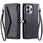 Läderfodral till Xiaomi Redmi Note 14 4G (163,25 mm) Plånboksfodral med stativ och remmar