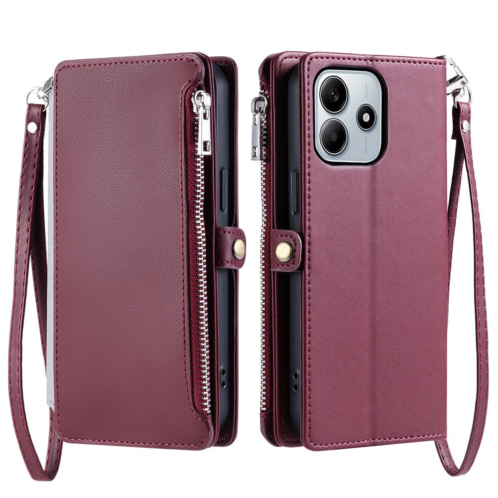 For Xiaomi Redmi Note 14 4G (163.25mm) Leather Case TPU+PU Wallet Phone Cover with Strap