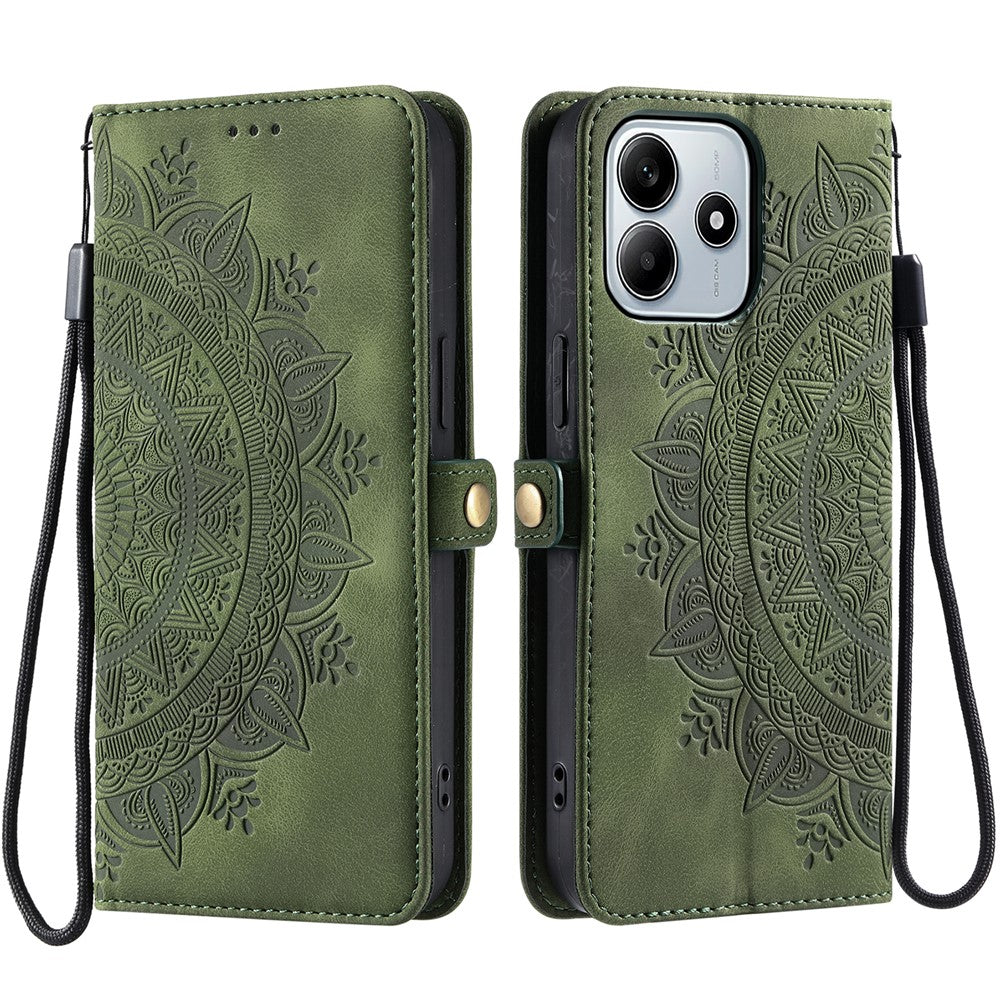 For Xiaomi Redmi Note 14 4G (163.25mm) Wallet Case Leather Phone Cover Skin Feel Totem Imprinted